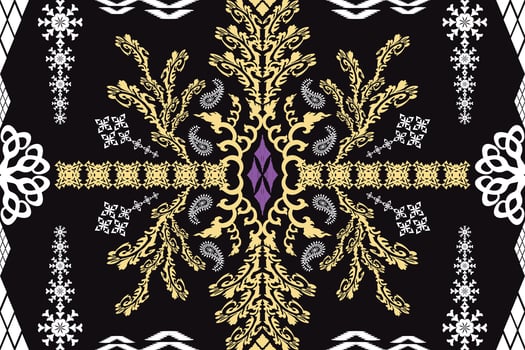 Ikat ethnic aztec embroidery style.Figure Geometric oriental traditional art pattern.Design for ikat background,wallpaper,fashion,clothing,wrapping,fabric,element,sarong,graphic,vector illustration. vector