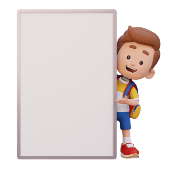 3D kid character holding a blank placard png
