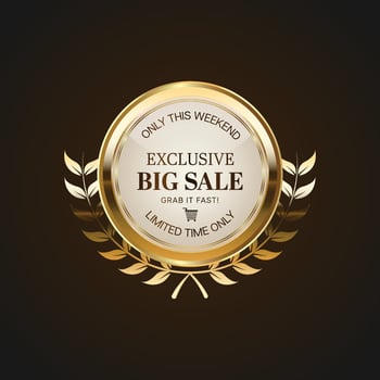 Luxury golden sale badges and labels. Retro vintage sale circle badge design vector