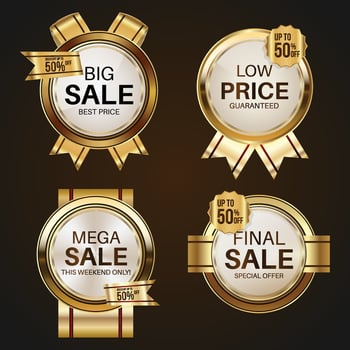 Luxury golden sale badges and labels. Retro vintage sale circle badge design vector