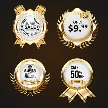 Luxury golden sale badges and labels. Retro vintage sale circle badge design vector