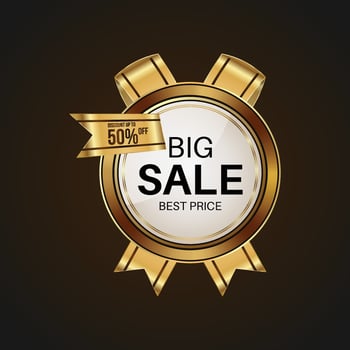 Luxury golden sale badges and labels. Retro vintage sale circle badge design vector