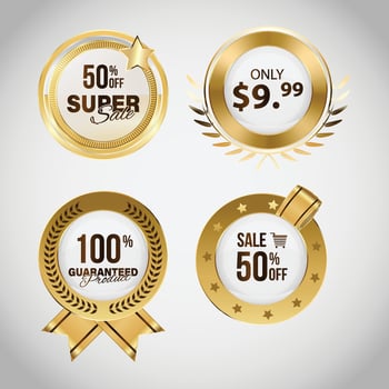 Luxury golden sale badges and labels. Retro vintage sale circle badge design vector