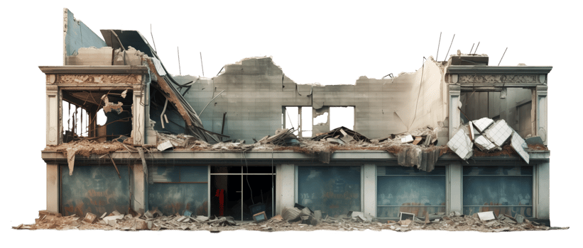 AI generated Old abandoned and destroyed building isolated transparent png AI generated