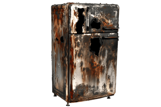 AI generated Burnt fridge isolated transparent png AI generated