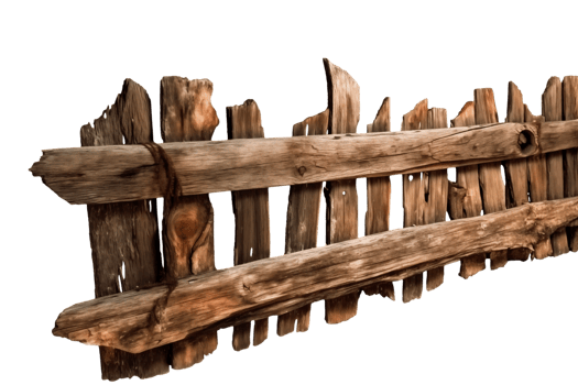 AI generated Old wooden fence isolated transparent png AI generated