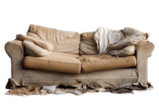 AI generated Destroyed sofa transparent png AI Generative