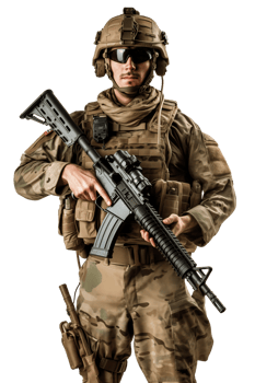 AI generated Soldier with rifle isolated and transparent png AI generated
