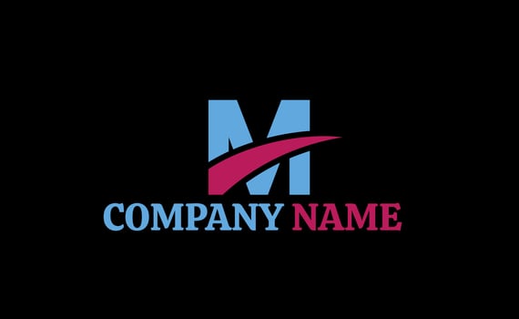 modern letter M typography logo. black background vector