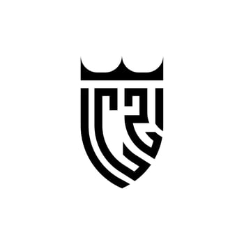 CZ crown shield initial luxury and royal logo concept vector
