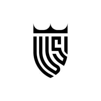 VS crown shield initial luxury and royal logo concept vector