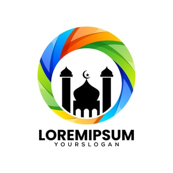 mosque colorful abstract icon logo design vector