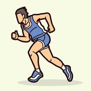 A Man Start Running Action Marathon Runner Cartoon Sport Graphic Vector
