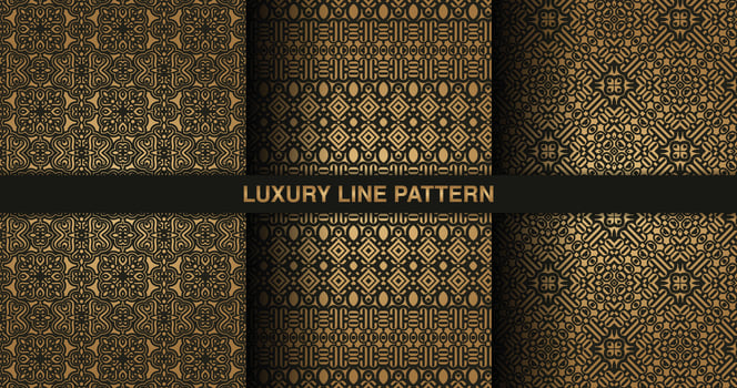 Collection gold and black seamless pattern background vector