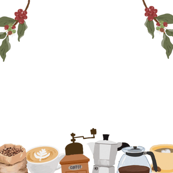 cute oil brush style coffee elements wreath frame png