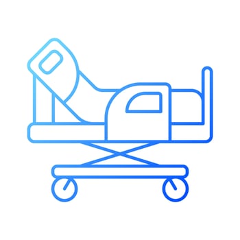 2D pixel perfect gradient gurney icon, isolated vector, thin line illustration representing medical care equipment. vector