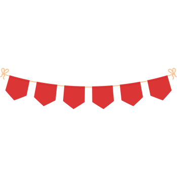 Colorful Bunting Flag Flat Style Illustration PNG Transparent Background