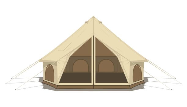 canvas bell tent with a door and a window vector