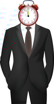 person with the alarm clock on his head vector