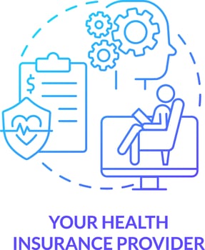 2D your health insurance provider thin line gradient icon concept, isolated vector, blue illustration representing online therapy. vector