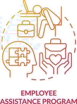 2D employee assistance program thin line gradient icon concept, isolated vector, red illustration representing online therapy. vector