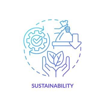 2D blue gradient icon sustainability concept, simple isolated vector, C2C thin line illustration. vector