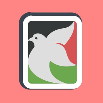 Sticker dove in a rectangle. Palestine elements. Good for prints, posters, logo, infographics, etc. vector