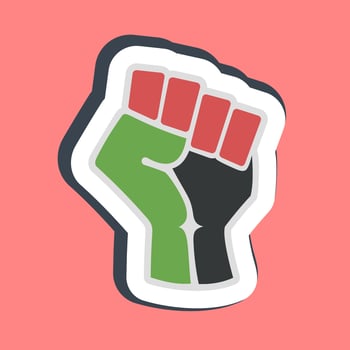 Sticker raised hand with clenched. Palestine elements. Good for prints, posters, logo, infographics, etc. vector