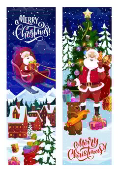 Christmas banners with santa claus, vector cards