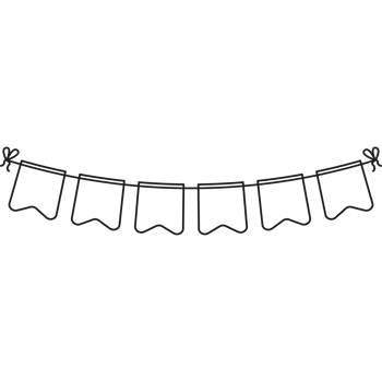 Bunting Flag Outline Style Illustration PNG Transparent Background