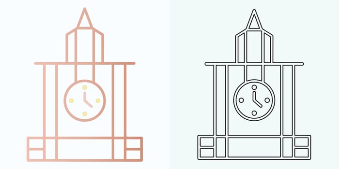 new style Analog clock flat vector icon. Symbol of time management, chronometer with hour, minute, and second arrow. Simple illustration isolated on a white background.