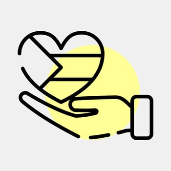 Icon hand and heart. Palestine elements. Icons in color spot style. Good for prints, posters, logo, infographics, etc. vector