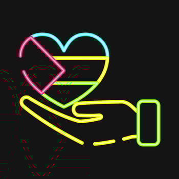 Icon hand and heart. Palestine elements. Icons in neon style. Good for prints, posters, logo, infographics, etc. vector