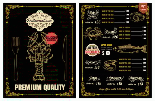 Fast Food Restaurant Vector Menu Template