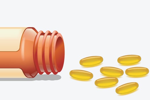 pills omega and bottle vector