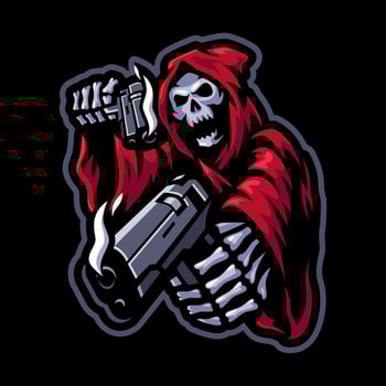 SKULL REAPER SHOOTER MASCOT LOGO vector