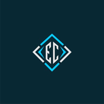 EC initial monogram logo with square style design vector