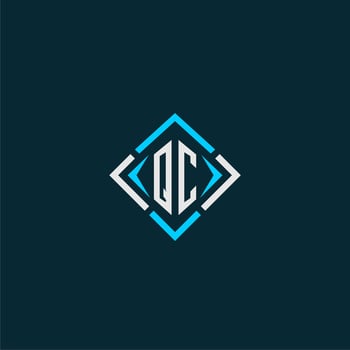 QC initial monogram logo with square style design vector
