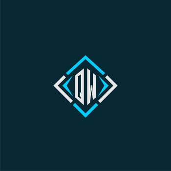 QW initial monogram logo with square style design vector