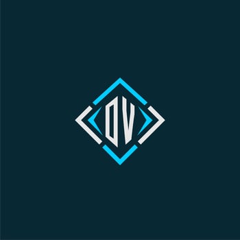 OV initial monogram logo with square style design vector