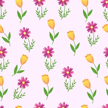 seamless pattern with hand drawn flowers. vector