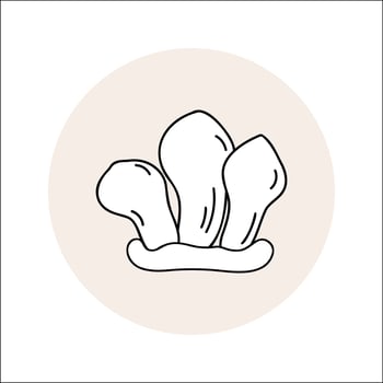 mushroom puffball line icon black in circle. Vector illustration isolated champignon in doodle.