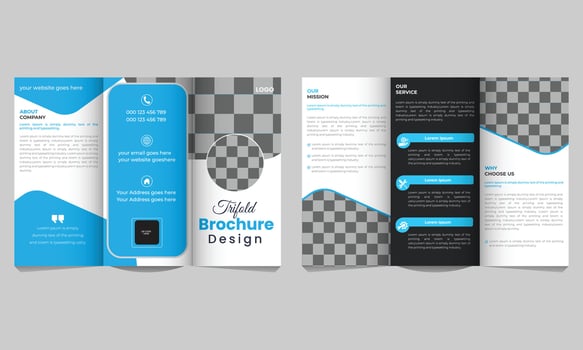 Corporate business tri fold brochure template for promotion marketing Free Vector