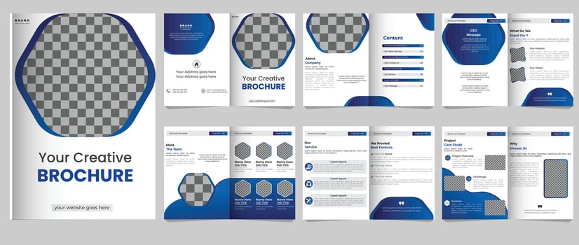 Company Profile corporate theme 12 pages business company profile brochure design 12 pages creative business brochure template design Pro Vector