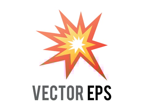 Vector cartoon-styled red, yellow fiery burst collision star icon