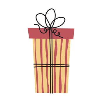Gift box with ribbon vector cartoon icon. Vector illustration for sticker, icon, printable,logo.