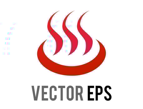 Vector red hot springs icon with steam rising from circular tub