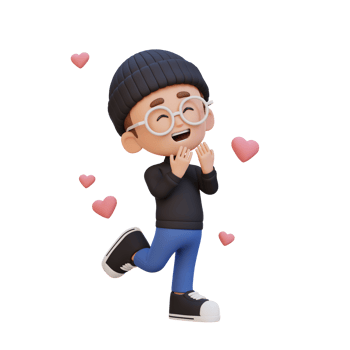 3D cute kid character in love png