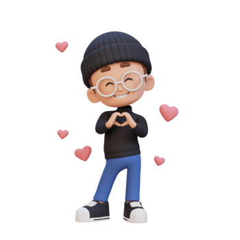 3D cute kid character in love png