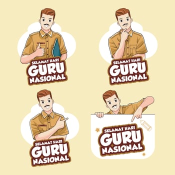 Mascot Collection of Indonesian Teacher Characters. Vector Illustration